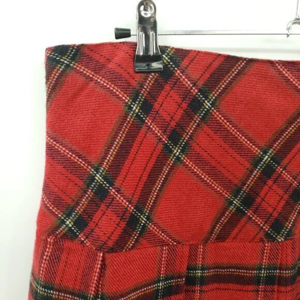Steve & Barry's Tartan Plaid Pleated Mini Skirt 8 Red/Green
